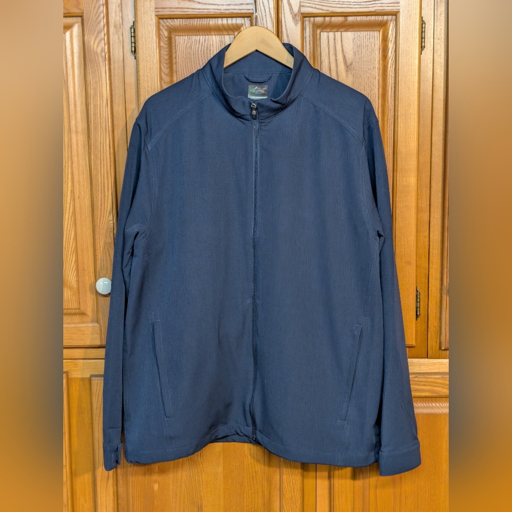 Greg Norman Golf Jacket Navy Blue Men's XL  Windbreaker Rain Outer Layer EUC